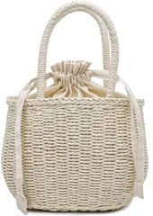 【在庫処分】[Htaohtaot] かごバッグ ストローバッグ レディース 軽量 草編みバッグ 手提げ トートバッグ 巾着 バッグ 可愛い 小さめ ポシェット 手織りの袋 夏 海 花火大会 浴衣 着物 海辺 サマー