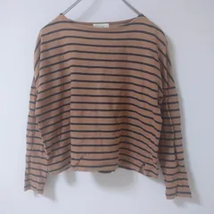 【earth music＆ecology】アースミュージックアンドエコロジー　キャメル　Ｆ　カットソー　ロンT　トップス　ドロップショルダー　ボーダー　カジュアル