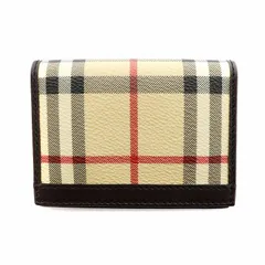 バーバリー BURBERRY ESTABLISHED 1856 パスケース カードケース 定期入れ ノバチェック レザー PVC ロゴ ベージュ 茶 ブラウン ■GY18 /MQのサムネイル