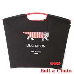 【正規品】ボールアンドチェーン (LISA LARSON リサラーソン / ブラック) Lサイズ  トートバッグ エコバッグ 刺繍 ネコ 猫 黒