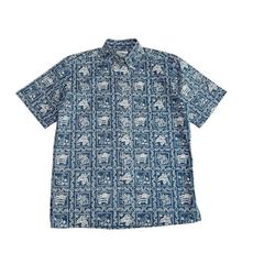 中古 レインスプーナー reyn spooner アロハシャツ クリーニング済み ボタンダウン ラハイナセイラー ブルー メンズ Sサイズ