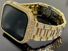 gold★アップルウォッチ　キラキラ　フルダイヤバンド　ステンレスベルトカバー　ケースセット　AppleWatch用専用　Box入り　最高ランク