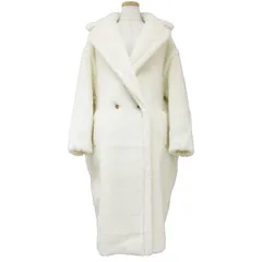 美品 Max Mara マックスマーラ コート ロング テディベア 23秋冬 ホワイト 白 S TEGDIRL ボア アルパカ ウール シルク テーラードカラー オーバーサイズ アウター【レディース】のサムネイル
