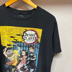 古着 M Tシャツ 鬼滅の刃 竈門炭治郎 竈門禰豆子 我妻善逸 嘴平伊之助 クルーネック 黒