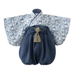【新品】 [regalo] ベビー 袴 2ピース 70～90cm ロンパース 女の子 男の子 和装 フォーマル 赤ちゃん お宮参り 百日祝 初節句 (70, セレストネイビー) 1