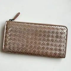 ボッテガヴェネタ　BOTTEGA VENETA 長財布　イントレチャート　ピンクゴールド