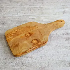 チュニジアオリーブウッドハンドル付プレート　27.5×13×1.8cm　訳あり1　【アウトレット訳あり】【コンパクトサイズで持ち運びに便利】【アウトドア・キャンプにおすすめ】