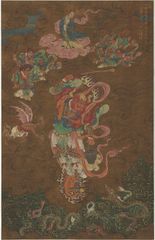 明 道教 王元帥図 王霊官 雷部諸将 薩祖渡冥河図 護法鎮山神将 雷神 火神 降魔神1：0.5 38 x 60 cm 縦幅 東洋画 国画