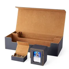 デッキケース トレカケース カードストレージボックス カードケース プレマ ダメカン 収納ケース 「 遊戯王 ポケカ MTG 各種 カードゲーム に使用可能 」 (黒内装茶) 0