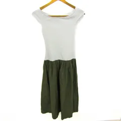 ザラ 切替ワンピース トップス フレンチスリーブ バイカラー レディース Sサイズ 白×カーキ ZARA 【中古】