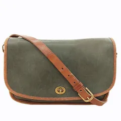 コーチ COACH オールドコーチ シティ バッグ CITY BAG 114 USA製 グラブタンレザー ショルダーバッグ ターンロック 金具 カーキ系 茶 0912