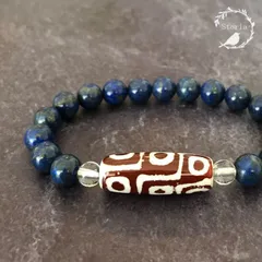 【宿願成就】九眼天珠×水晶×ラピスラズリ ブレスレット