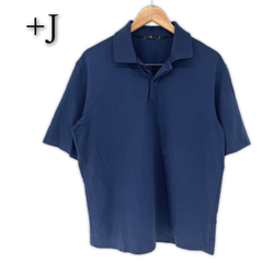 【＋J】UNIQLO × Jil Sander ポロシャツ 半袖 L~XL相当 ネイビー ユニクロ ジルサンダー メンズ 古着
