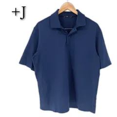 【＋J】UNIQLO × Jil Sander ポロシャツ 半袖 L~XL相当 ネイビー ユニクロ ジルサンダー メンズ 古着 大きいサイズ 大きめ