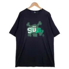 00`s STUSSY ステューシー スカルボーン ロゴプリント Tシャツ ブラック メキシコ製 Size L