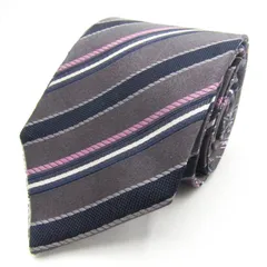 コムサイズム ブランドネクタイ リバーシブル ストライプ柄 チェック柄 シルク メンズ グレー COMME CA ISM 【中古】