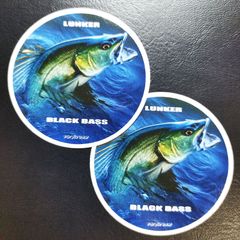 送料無料　Black bass　ブラックバス　シール「ブラックバス　LUNKER　ステッカー」（約６０ｍｍ×約６０ｍｍ）※２枚セット販売