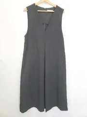 ◇ any FAM エニィファム Vネック 膝下丈 ジャンパースカート サイズF ブラック レディース P  【1407100033829】