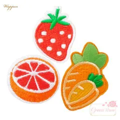 ワッペン いちご オレンジ キャロット 糊付き アイロン接着　2枚のサムネイル