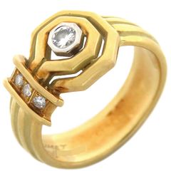 ショーメ CHAUMET リング 指輪 ヴィンテージ ダイヤリング K18YG イエローゴールド 750 YG 18K 18金  9.5号【中古】