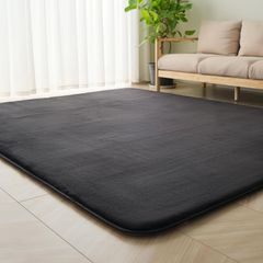 【新着商品】防臭 抗菌 防ダニ 防音 低ホルム 無地 北欧 絨毯 おしゃれ ラグマット 滑り止め付き 約2畳 床暖房ホットカーペット対応 厚手 こたつ敷きマット ラグ 高反発 カーペット ゆか保護 極厚30mm 185×185cm ＨＡＲＵＭＩＮ クロ