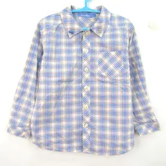 ファミリア 長袖シャツ チェック柄 刺繍 トップス キッズ 男の子用 110サイズ ブルー系×オレンジ系 Familiar 【中古】