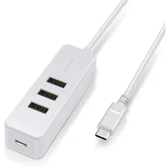 エレコム USBハブ Type-C USB-A 2.0×3ポート USB PD 60W対応 Type-C×1ポート ケーブル30cm マグネット付 ホワイト U2HC-T431PWH 0