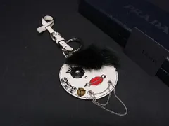 プラダ　PRADA シューズ形キーホルダー　未使用品 プラダ バッグチャーム パンダ ラインストーン モヘア 1ARA22