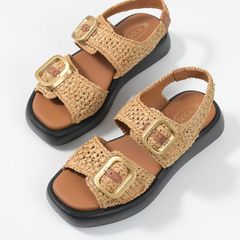 PRADA クロシェ編み ダブルストラップサンダル ベージュ - メルカリ
