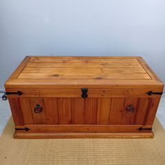 メキシコ製 パイン 無垢材 トランク 宝箱 ブランケット ボックス 収納