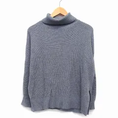 アースミュージック&エコロジー EARTH MUSIC & ECOLOGY セーター ニット 長袖 タートルネック ローゲージ 切替リブ サイドスリット 綿混 F グレー 灰 /HT13