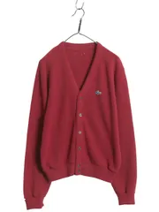 【お得なクーポン配布中!】 70s 80s ラコステ アクリル ニット カーディガン メンズ レディース M 程 ヴィンテージ 羽織り 前開き セーター ワンポイント バーガンディ