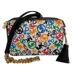 MICHAEL KORS マイケルコース ショルダーバッグ 黒 マルチカラー クロスボディバッグ 肩掛け 斜め掛け 総柄 ロゴ レザー