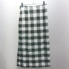 ◇ Θ Techichi ギンガムチェック柄 バックウエストゴム 膝下丈 タイト スカート サイズS ブラック ホワイト レディース E  【1502060007603】