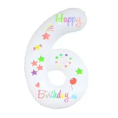 【在庫処分】飾り 誕生日 数字風船 バルーン バルーン 大きい 32インチ パーティー 大きい お祝い ブルー 風船 結婚式 記念日 お祝い 数字 誕生日 飾り付け 誕生日バルーン (ホワイト 6)