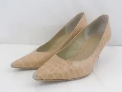 ◇ STRAWBERRY FIELDS ストロベリーフィールズ 型押し ヒール パンプス サイズ24 ベージュ レディース E  【1304050008382】