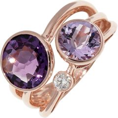 指輪 K18PG アメジスト2.50ct/0.50ct ダイヤ0.10ct