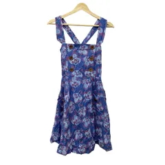 Chesty(チェスティ) ワンピース サイズ0 XS レディース - ブルーグレー×レッド×マルチ ノースリーブ/ひざ丈/ストライプ/花柄