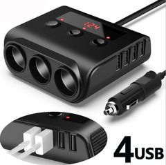 INTENAVI 3連シガーソケット  USB 4ポート 車載充電器  急速充電 12/24V対応