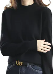 Dep Club シンプリストが選ぶ セーター レディース ゆったり ニット シンプル クルーネック トップス カットソー 薄手 軽量 長袖 無地 丸首 大きいサイズ 春 秋 冬(ブラック,  2XL)