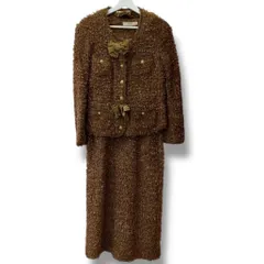 INGEBORG インゲボルグ ツイード セットアップ ワンピース 茶 ブラウン スーツ 卒業式 入学式 入園式 卒園式 パーティ オケージョン 結婚式 謝恩会 レディース 冬 ゴーゴー古着久喜倉庫店鴻222