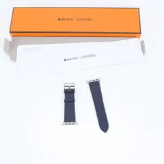 未使用 エルメス U 刻印 アップルウォッチ 替えバンド ベルト 45mm レザー ネイビー 紺 MKG73FE/A メンズ レディース EEE CT16-1【中古】