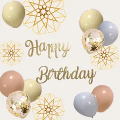 ˏˋPhoto Boothˎ誕生日バースデー飾 レターバナー　バルーンゴールド