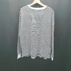 ◇ Θ AMERICAN HOLIC ボーダー柄 モノクロ コットン100％ 長袖 Tシャツ サイズM ホワイト ブラック メンズ E  【1412090009891】