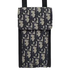 【さくら様専用】Christian Dior クリスチャン ディオール オブリーク スマホ ショルダーバッグ ブルー キャンバス レザー ユニセックス 【中古】 32508K284