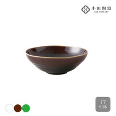 櫛目 17中鉢 白 アメ 緑 小田陶器 美濃焼