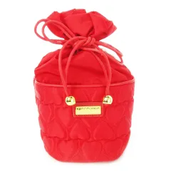 モスキーノ MOSCHINO ポーチ 巾着 キルティング レザー 革 ロゴプレート ハート ゴールド金具 赤 レッド /CK25 ■GY11のサムネイル