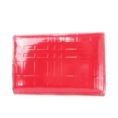 バーバリー BURBERRY カードケース 名刺入れ エナメルレザー 革 エンボスチェック柄 赤 レッド /AO6 ■GY17のサムネイル
