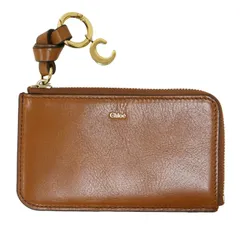 Chloe クロエ カードケース ブラウン / シャイニーレザー製 アルファベット ウォレット / フラグメントケース L字ジップ ロゴ チャーム / ファッション 小物 雑貨【レディース】【中古】