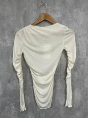 美品 ZARA ザラ ギャザー リブニット ロング カットソー sizeS/アイボリー ◆■ レディース